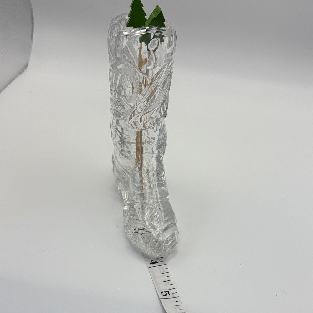 Elegant Clear Boot-Shaped Glass Vase - Store toothpicks or matches - Picture 3 of 5